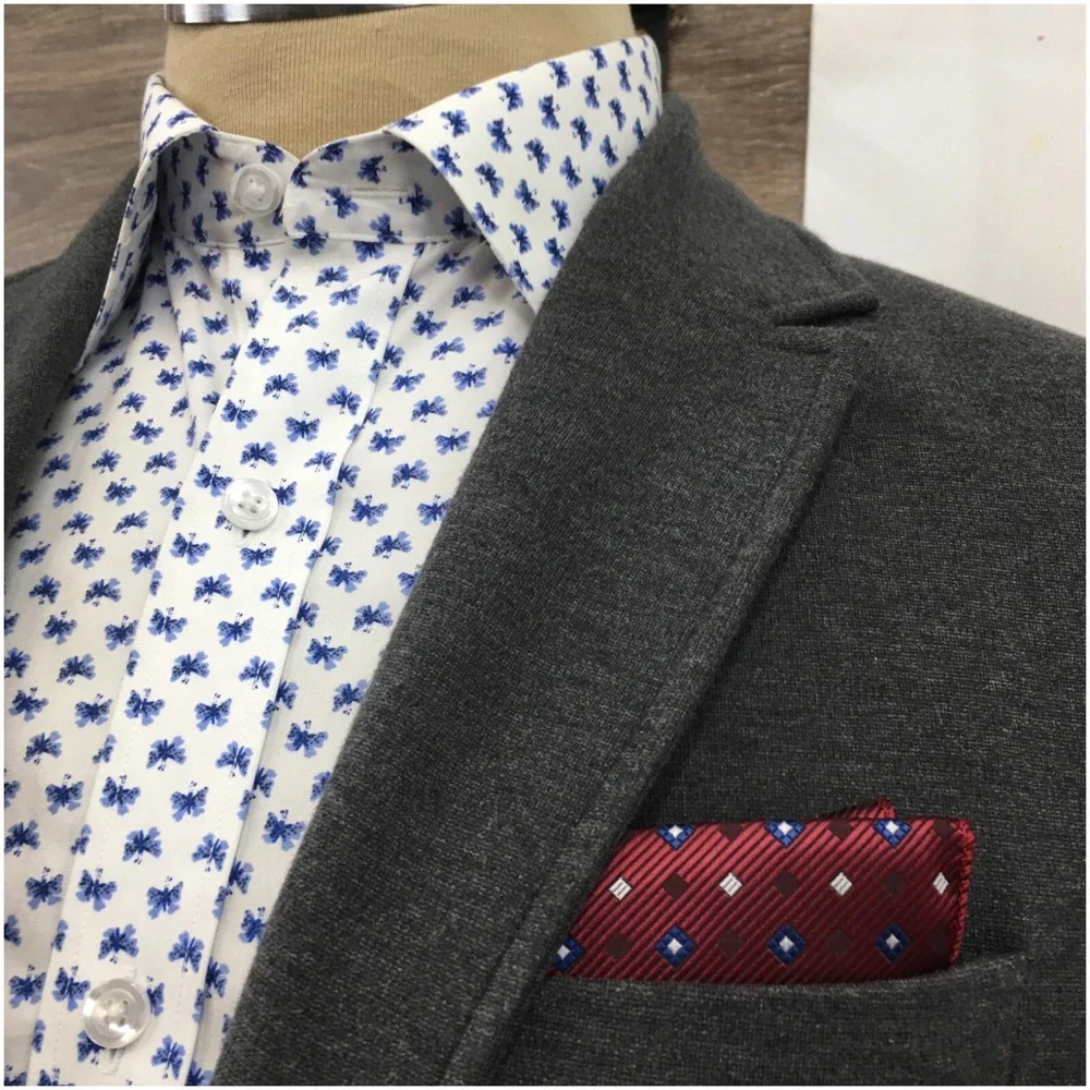 01. ALGO Mens Blazer Sport‎ Coat Casual Jacket Size M (38R) Jersey Gray Suit